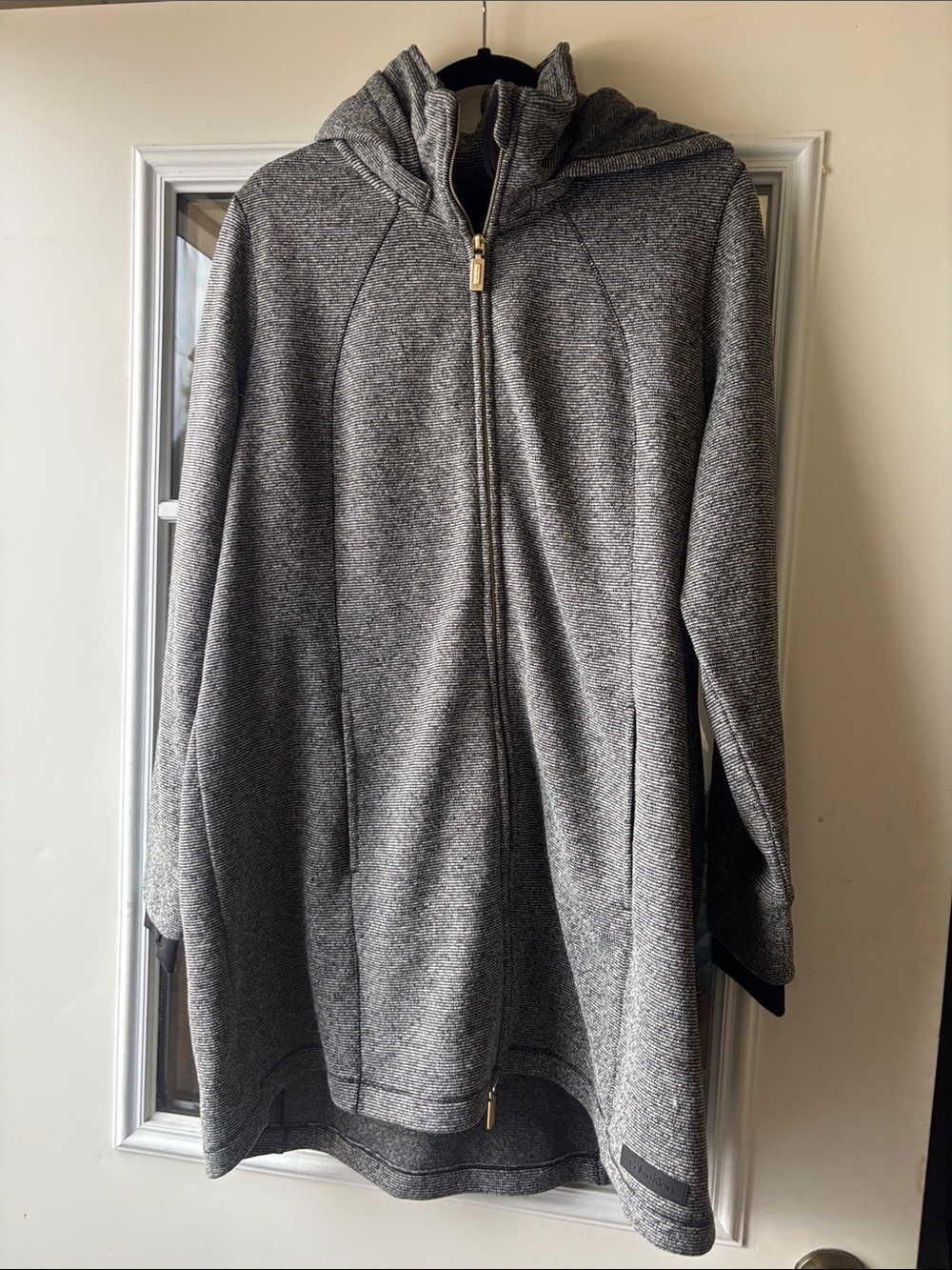 Calvin Klein Performance Heather Gray Zip-Up Hoodie with Gold Hardware